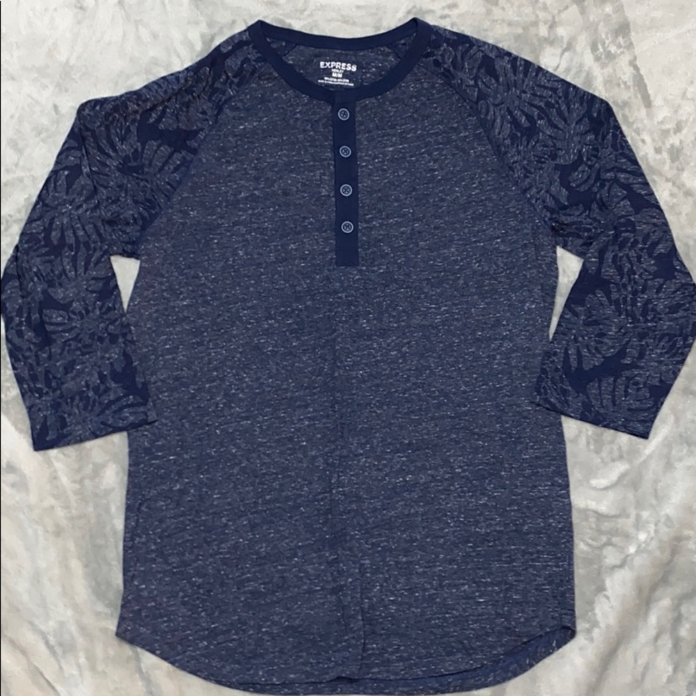Express Navy Long Sleeve Henley Shirt